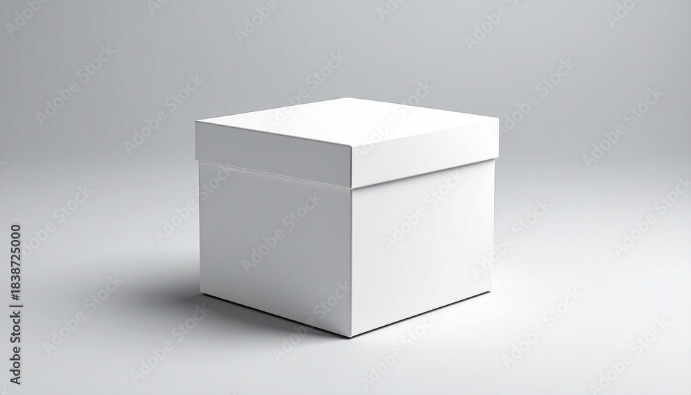 Naklejka premium White box packaging container isolated on gray background.