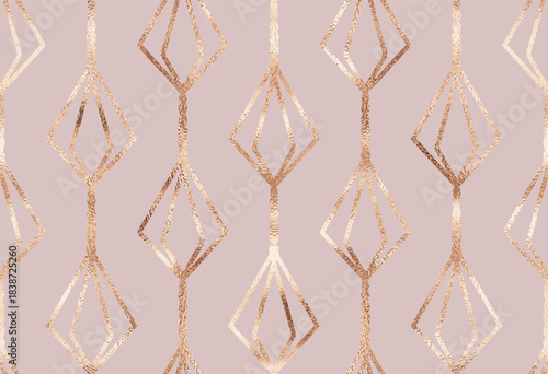 Seamless Christmas pattern with gold holiday baubles ornament.