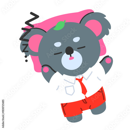 Cute cartoon koala student surprised with a shocked expression, illustrated for humorous themes, fun stickers, expressive characters, children’s content, and playful branding.
