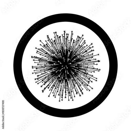 Firework double exposure circle burst silhouette vector illustration