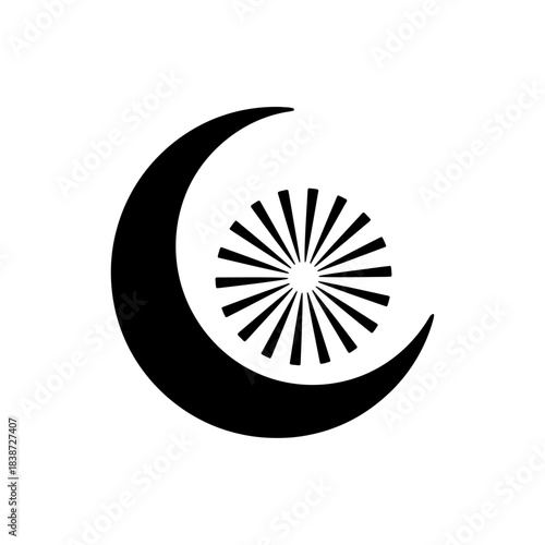 Firework crescent moon cradle burst silhouette vector illustration