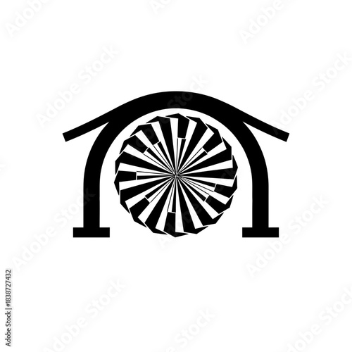 Firework bridge arch portal silhouette vector illustration