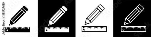 Graphic illustration of a pencil and ruler, symbolizing design and measurement concepts