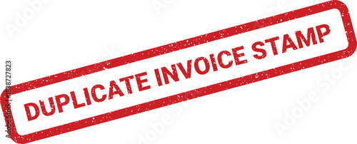 Red grunge rubber stamp impression marking a document as a duplicate invoice for administrative records