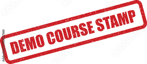 Red grunge rubber stamp impression with DEMO COURSE STAMP text for educational program previews and learning materials