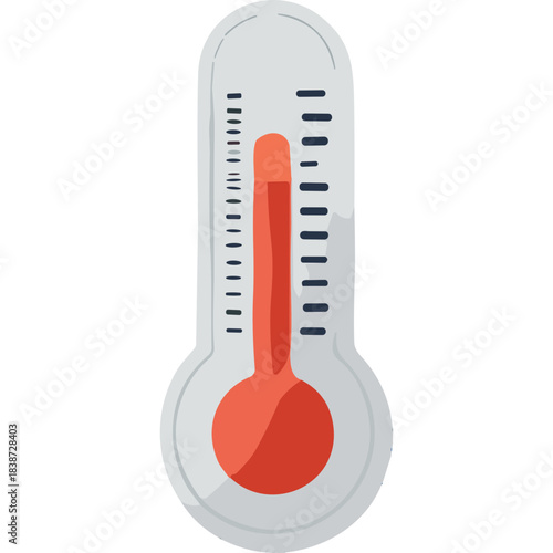 Simple Illustration Of A Thermometer With Red Liquid Showing Temperature On A White Background