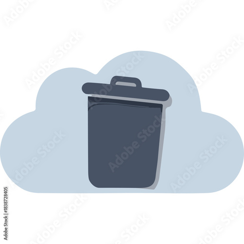 Simple illustration of a trash can icon inside a stylized cloud shape against a plain background representing cloud storage deletion or data removal concepts