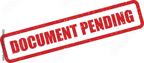 Red grunge style stamp impression featuring DOCUMENT PENDING text, indicating an item awaiting finalization or further review
