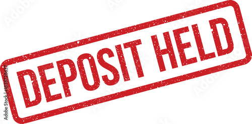 Red grunge textured stamp illustrating a temporary hold status on a financial deposit transaction