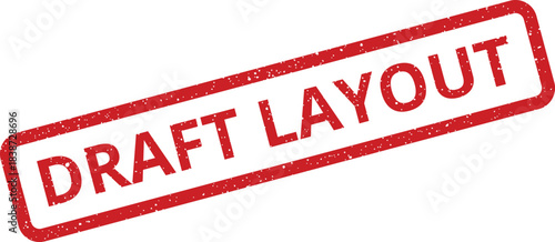 Red rectangular draft layout stamp with distressed texture for document marking and status indication