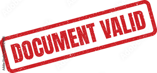Red rectangular grunge stamp with DOCUMENT VALID text, indicating official status or approval