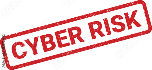 Red rectangular grunge stamp with textured effect displaying the important phrase cyber risk for digital security warnings
