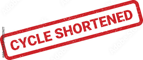 Red rectangular grunge stamp with textured effect displaying the process related phrase cycle shortened concept