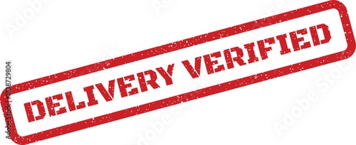 Red rectangular rubber stamp with DELIVERY VERIFIED text for official document validation
