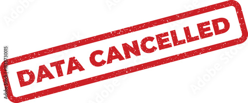 Red rubber stamp impression indicating data has been cancelled, with a distressed texture effect