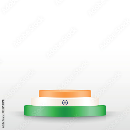 Multilevel tricolour podium with Ashoka wheel for festive stage and presentation