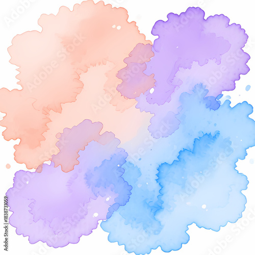 Watercolor light washes in soft peach, lavender, and sky-blue glows