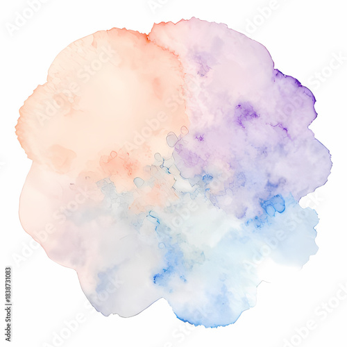 Watercolor light washes in soft peach, lavender, and sky-blue glows
