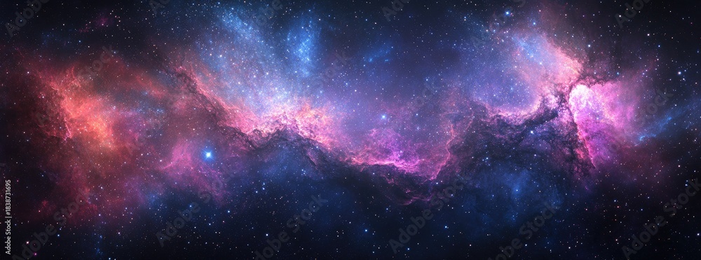 Fototapeta premium Colorful cosmic nebula with bright stars in deep space