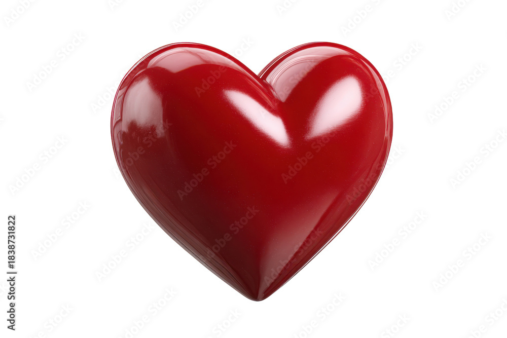 Fototapeta premium Glossy red heart shape object with reflections on black background shiny, Png, Isolated on Transparent Background, Cut Out