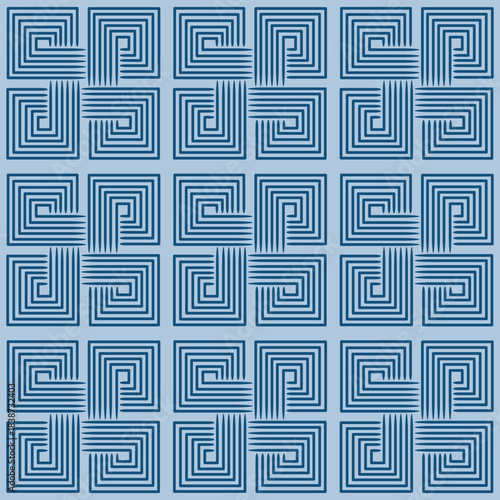 Japanese Swirl Square Line Vector Seamless Pattern