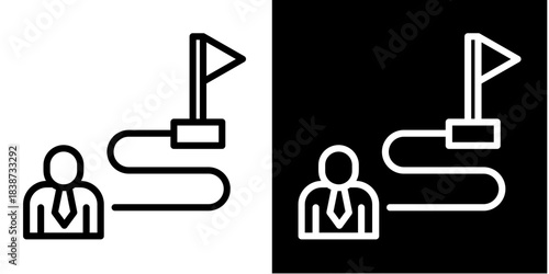 Success Path  Icon Set White Style Collection