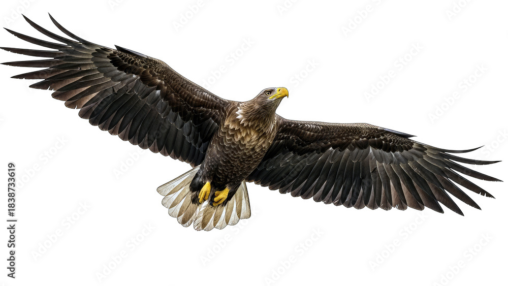 Fototapeta premium White-tailed Eagle Soaring in Flight on White Background