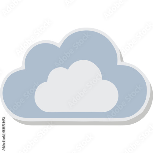 Soft Blue and White Cloud Illustration with Subtle Shadow and Outline Against a Transparent Background Represents Weather or Digital Storage Concept