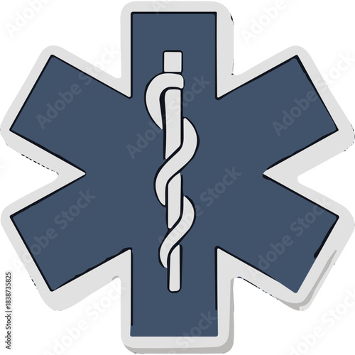 Star of Life Medical Emblem A Blue Six Pointed Star With A Rod Of Asclepius In The Center Indicating Emergency Medical Services And Healthcare Symbol