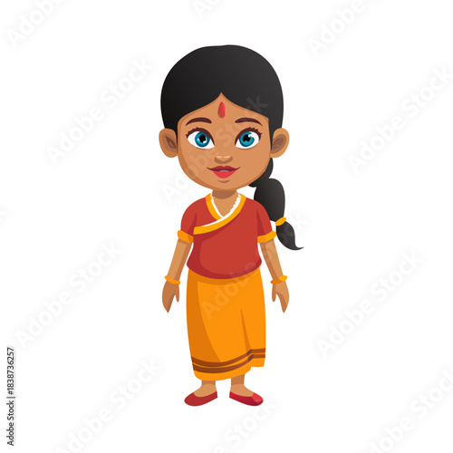 2d Indian village girl cartoon character ready for animation moral stories, made by adobe illustrator and ready for animate cc