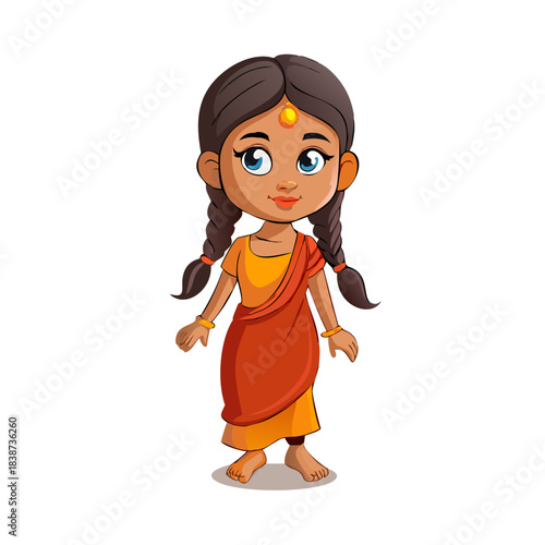 2d Indian village girl cartoon character ready for animation moral stories, made by adobe illustrator and ready for animate cc