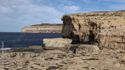 Dwejra coastal cliffs, on the island of Gozo, Malta