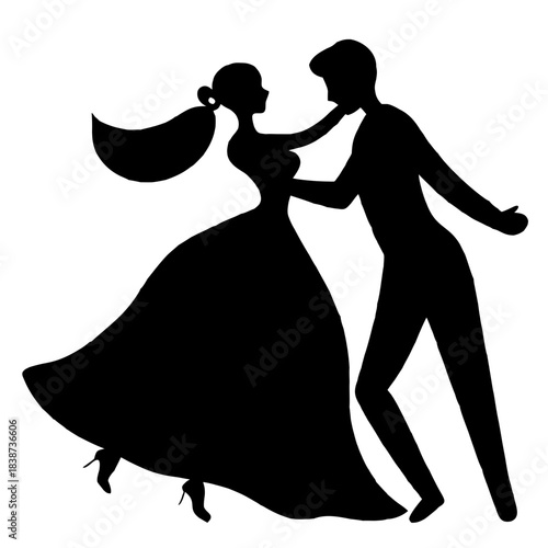 Eternal Dance: A silhouette of a bride and groom share an intimate moment during a dance. Their entwined forms represent eternal love and harmony, captured in this moment of timeless elegance.