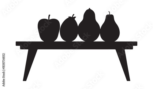  Still life arrangement of vegetables on a table silhouette
