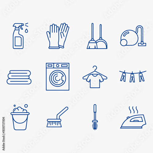 A set of cleaning and laundry icons design.