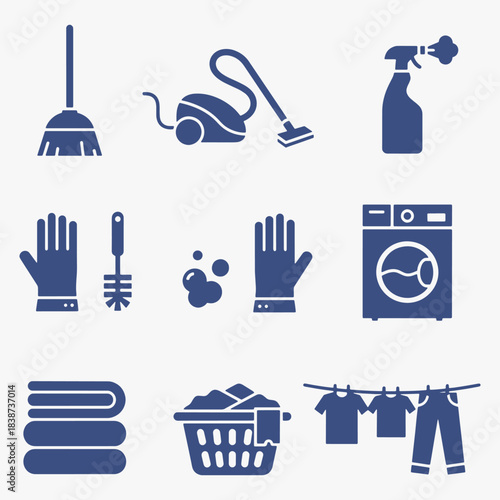 A set of cleaning and laundry icons design.
