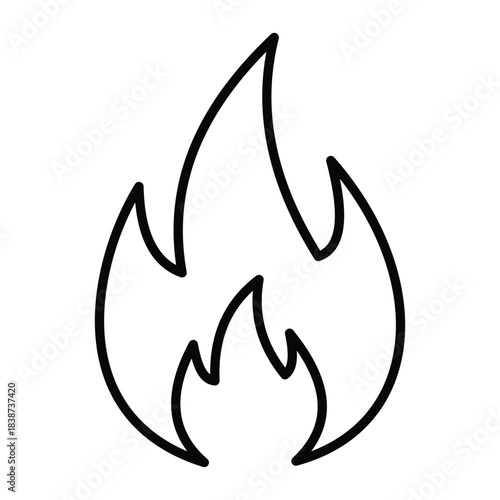 Fire Flame Vector Icon. Hot Burn and Energy Line Art Symbol for Gas, Oil, and Warning Concepts.