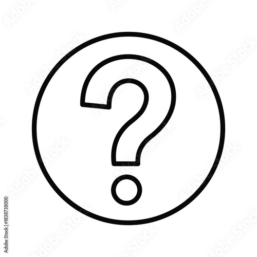 Question Mark Vector Icon. Help and FAQ Line Art Symbol for Support and Information.