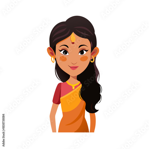 2d beautiful Indian woman cartoon character ready for animation moral stories, made by adobe illustrator and ready for animate cc.
