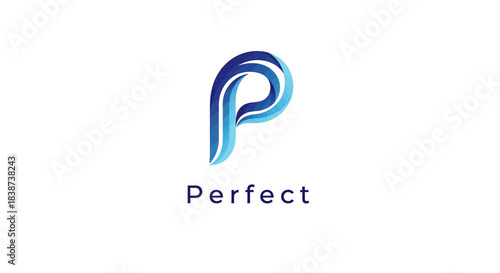 Dynamic and sophisticated initial P logo design featuring sleek, gradient blue curves that intertwine to form a professional and abstract mark, conveying innovation and quality