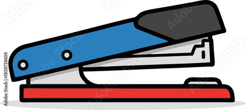 Blue and Red Stapler Office Supply Tool Illustration.
