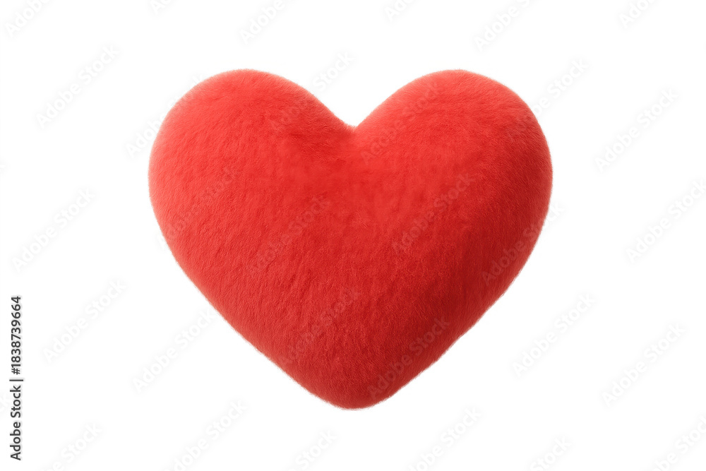 Fototapeta premium Red fuzzy heart pillow for love concept