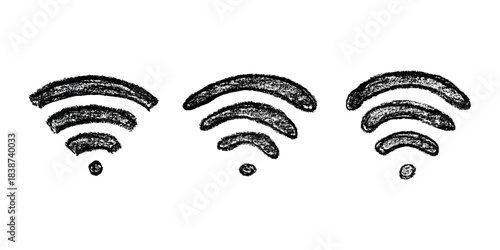 Set of hand drawn free wifi spot zone sign Public wi-fi area sign Wireless internet clipart in doodle style Single element for print, web, design, decor 3G, 4G, 5G, 6G, IoT