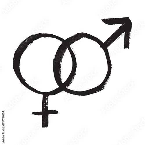 Hand drawn heterosexual gender identity sign Symbol used to represent sex and gender