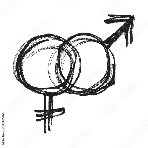 Hand drawn heterosexual gender identity sign Symbol used to represent sex and gender