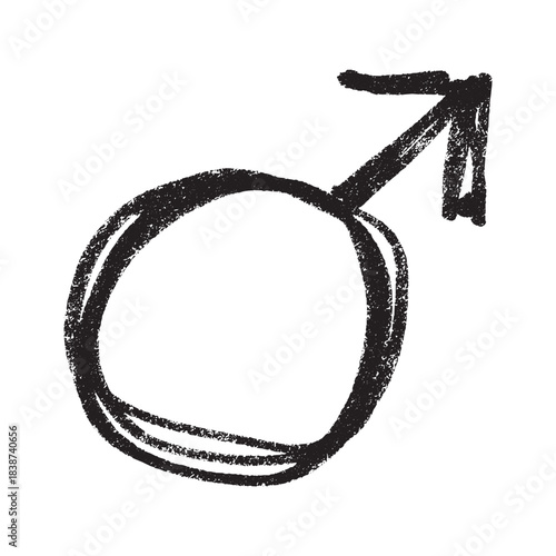 Hand drawn male gender identity sign Symbol used to represent sex and gender