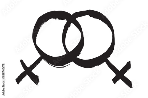 Hand drawn lesbian identity sign Symbol used to represent sex and gender
