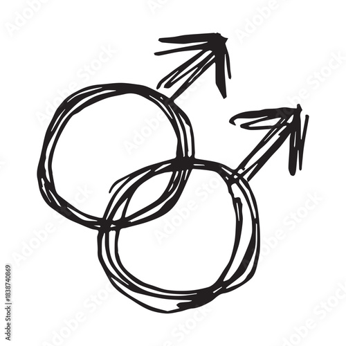 Hand drawn homosexual identity sign Symbol used to represent sex and gender
