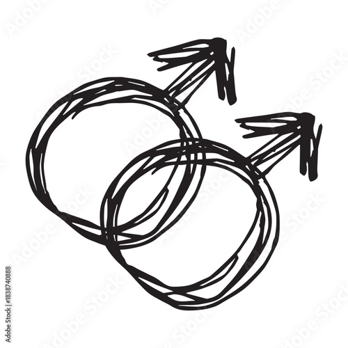 Hand drawn homosexual identity sign Symbol used to represent sex and gender