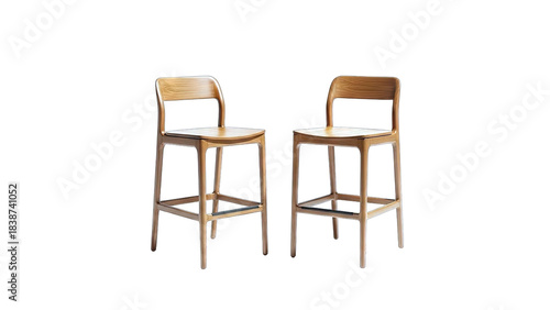 Wooden Bar Stools Isolated on White